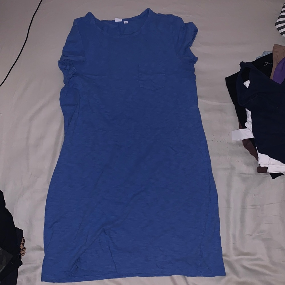 GAP large tall pocket tshirt dress blue